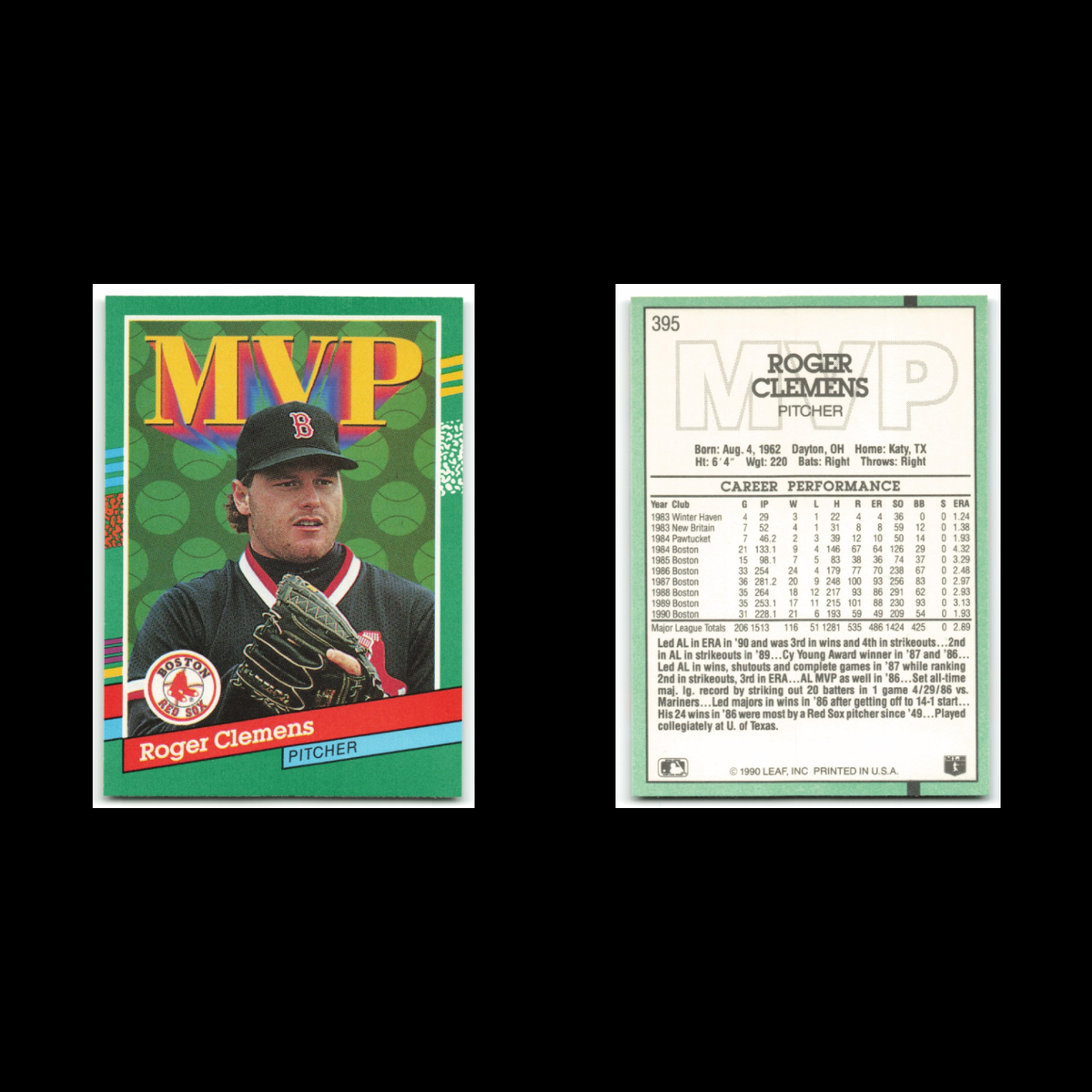 Roger Clemens Lot 8 Baseball Cards 1989 Donruss Baseballs Best Boston Red Sox NM