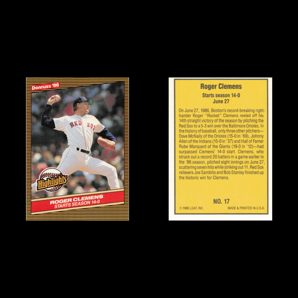Roger Clemens Lot 8 Baseball Cards 1987 Donruss Boston Red Sox Set Collection NM