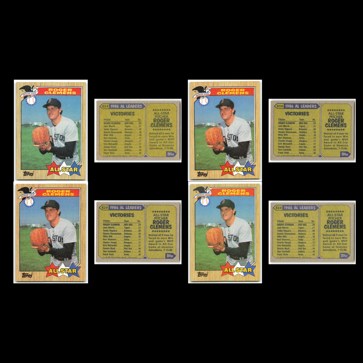 Roger Clemens Lot 38 Baseball Cards 1987 Topps Boston Red Sox Set Collection MLB