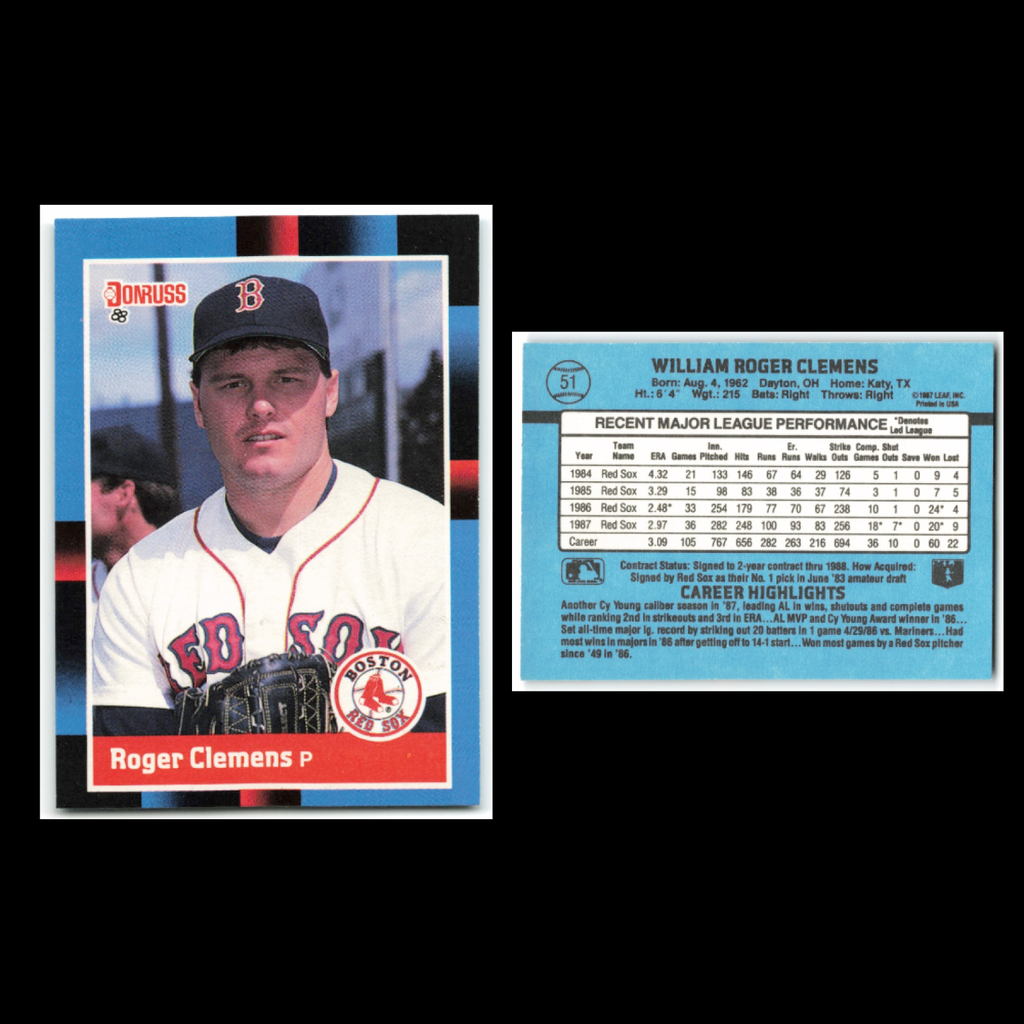 Roger Clemens Lot 20 Baseball Cards 1988 Donruss Boston Red Sox Set Collection