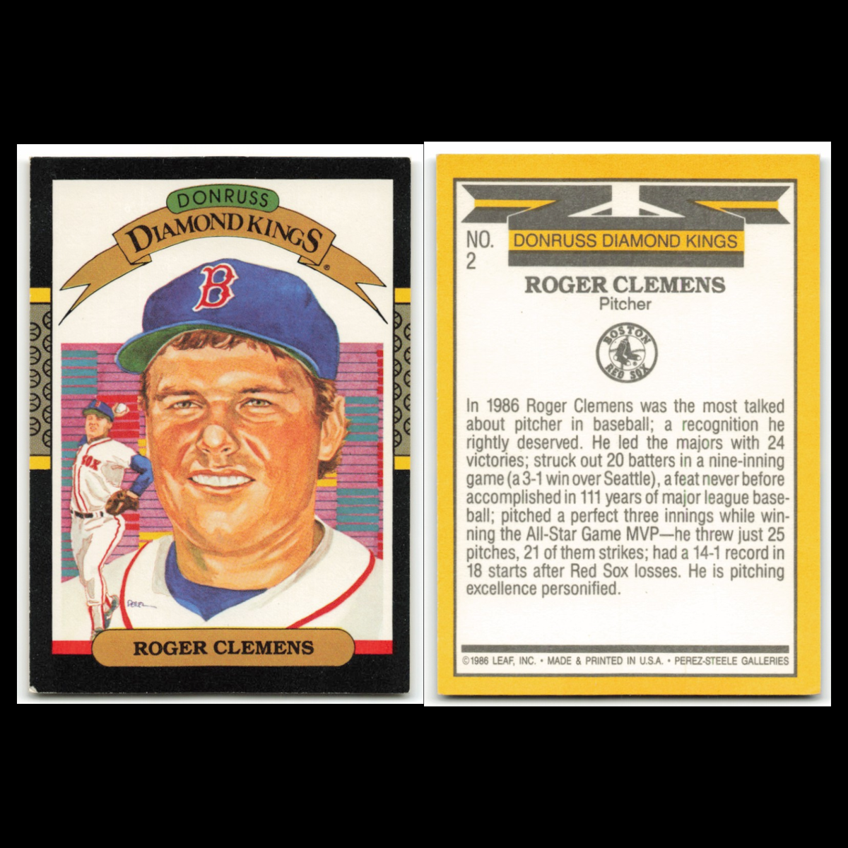 Roger Clemens Lot 6 Baseball Cards 1987 Donruss Diamond Kings Red Sox Set