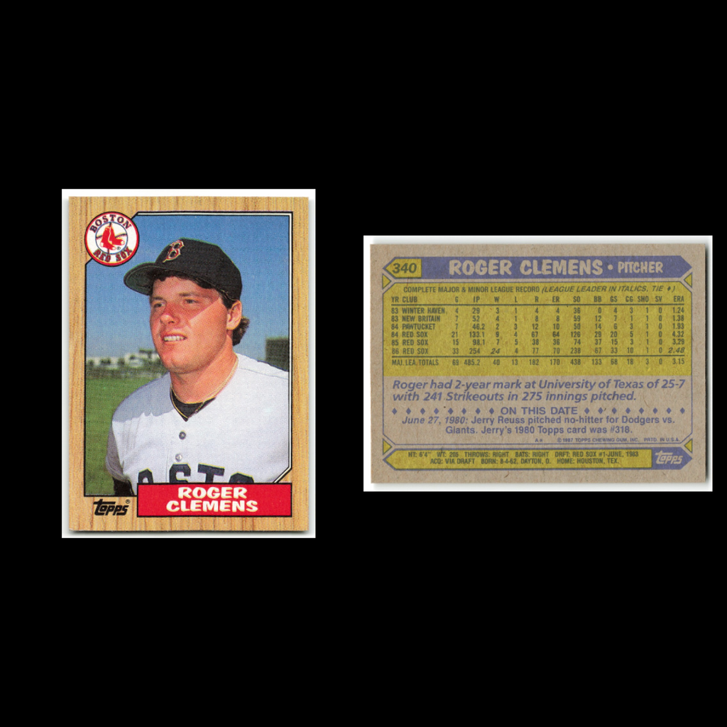 Roger Clemens Lot 22 Baseball Cards 1987 Topps Boston Red Sox Set Collection MLB
