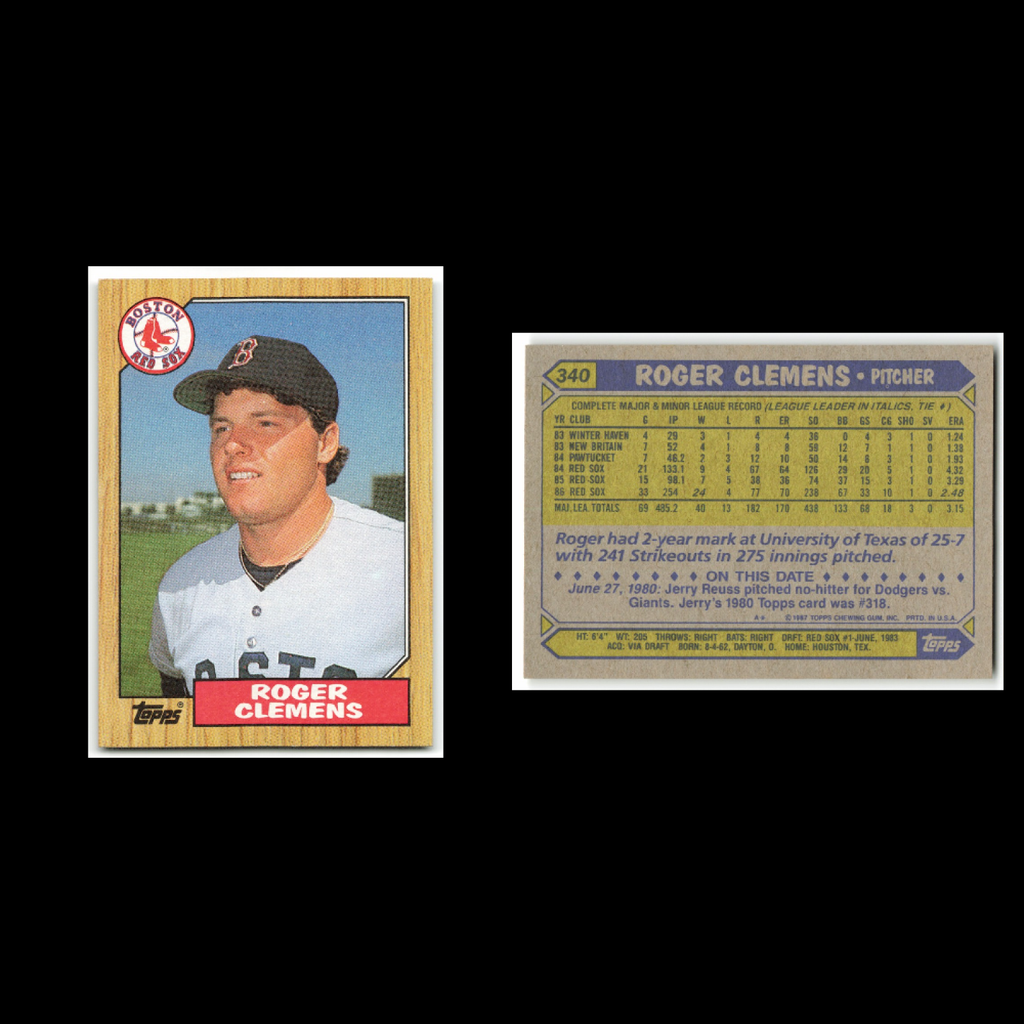 Roger Clemens Lot 22 Baseball Cards 1987 Topps Boston Red Sox Set Collection MLB