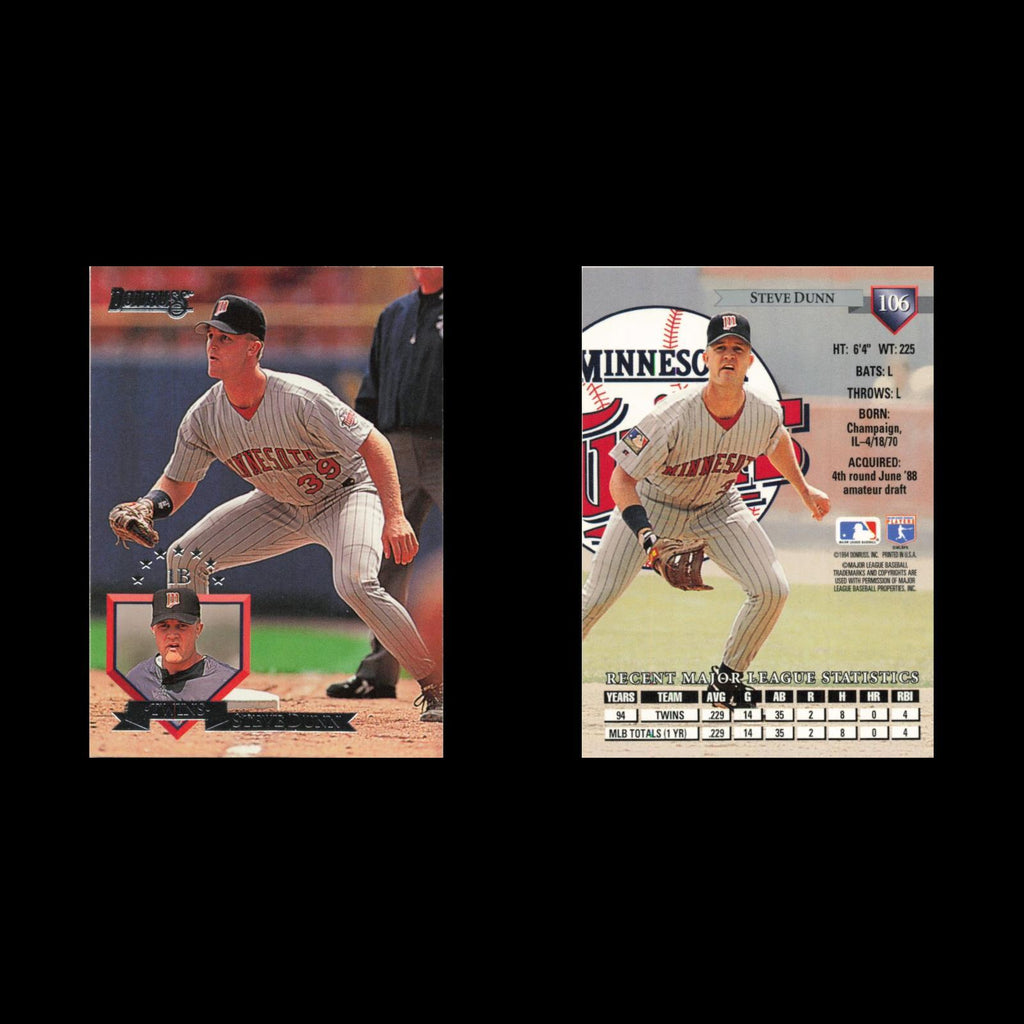 Steve Dunn #106 1995 Donruss Minnesota Twins Baseball Card MLB NM