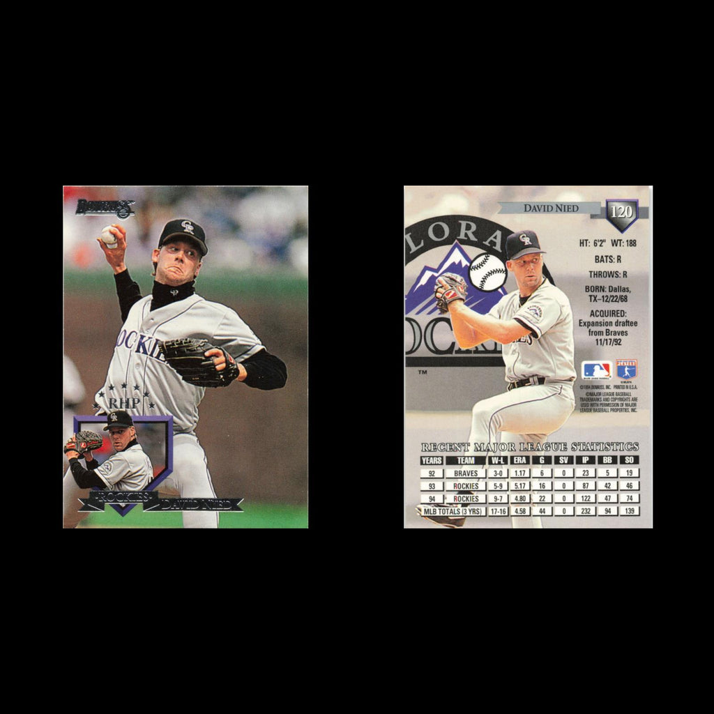 David Nied #120 1995 Donruss Colorado Rockies Baseball Card MLB NM