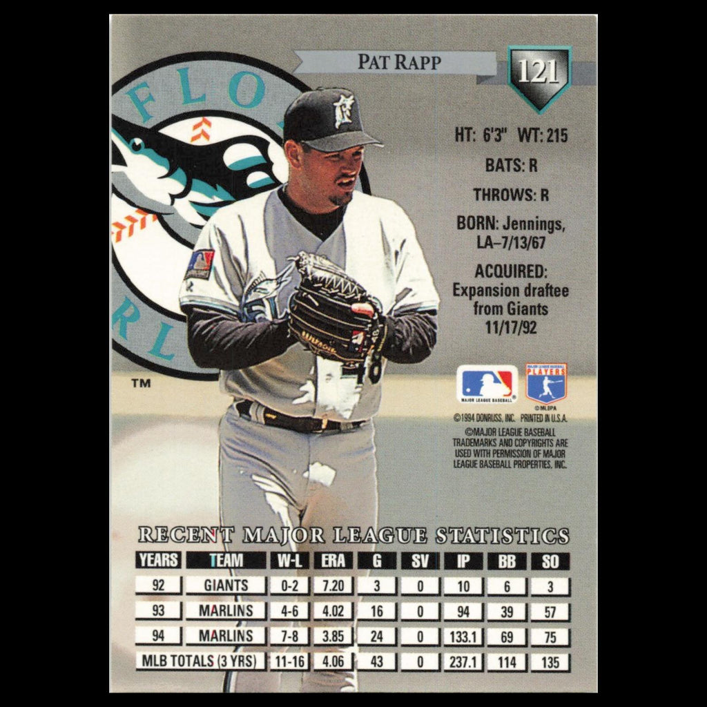 Pat Rapp #121 1995 Donruss Florida Marlins Baseball Card MLB NM