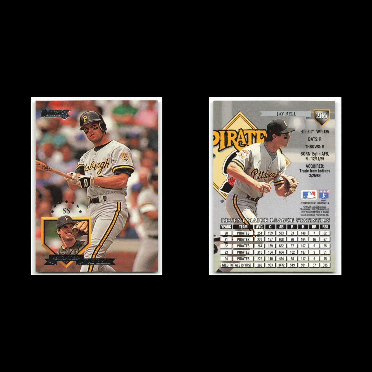 Jay Bell #206 1995 Donruss Pittsburgh Pirates Baseball Card MLB NM