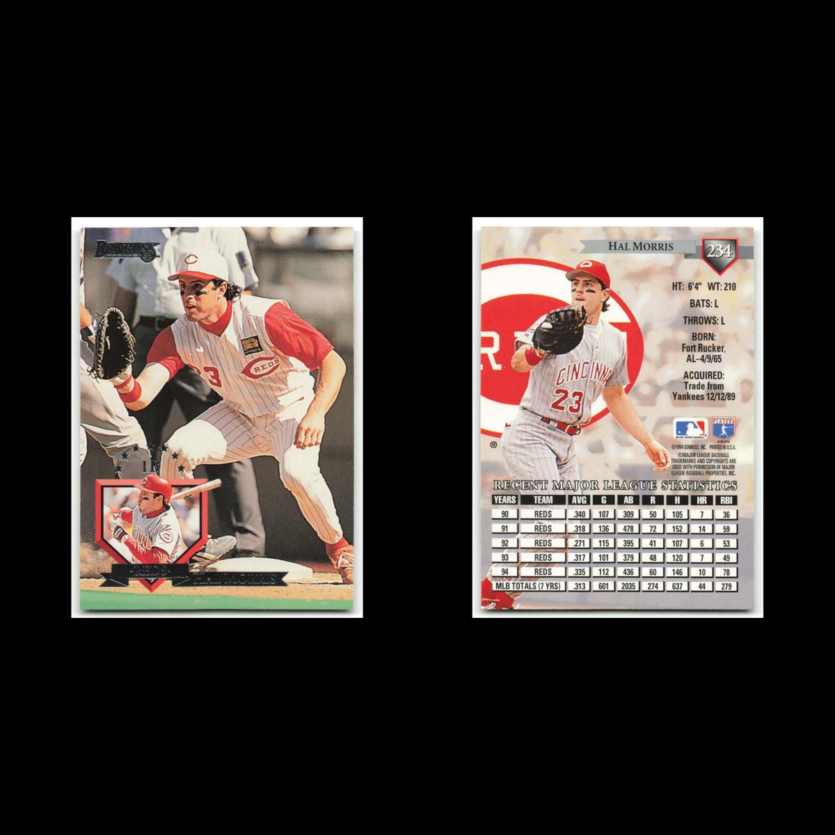 Hal Morris #234 1995 Donruss Cincinnati Reds Baseball Card MLB NM