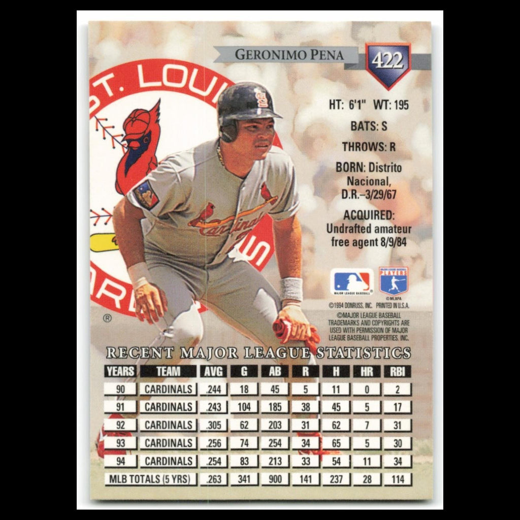 Geronimo Pena #422 1995 Donruss St. Louis Cardinals Baseball Card MLB NM