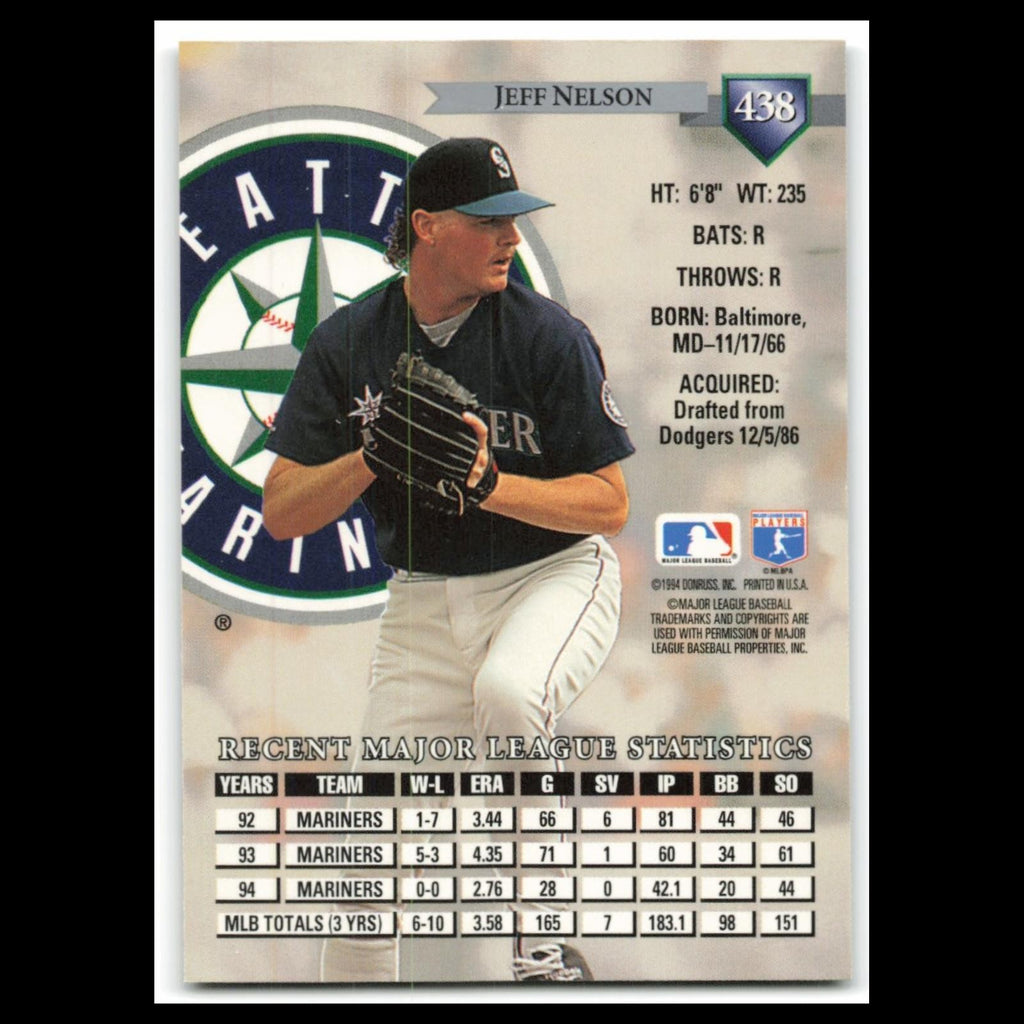 Jeff Nelson #438 1995 Donruss Seattle Mariners Baseball Card MLB NM