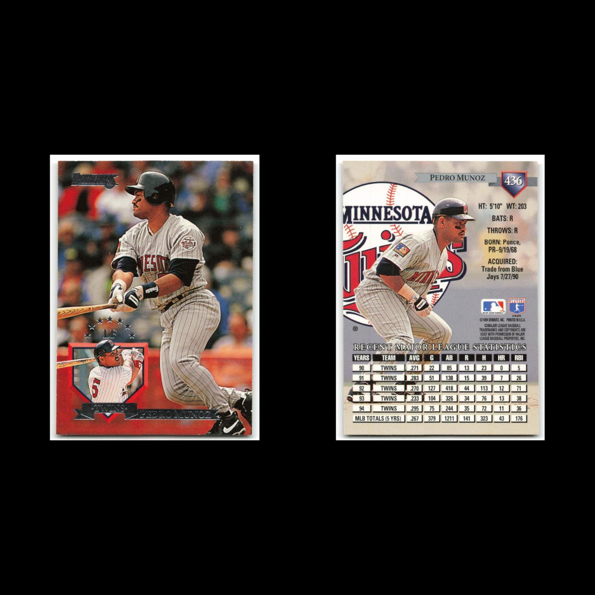 Pedro Munoz #436 1995 Donruss Minnesota Twins Baseball Card MLB NM