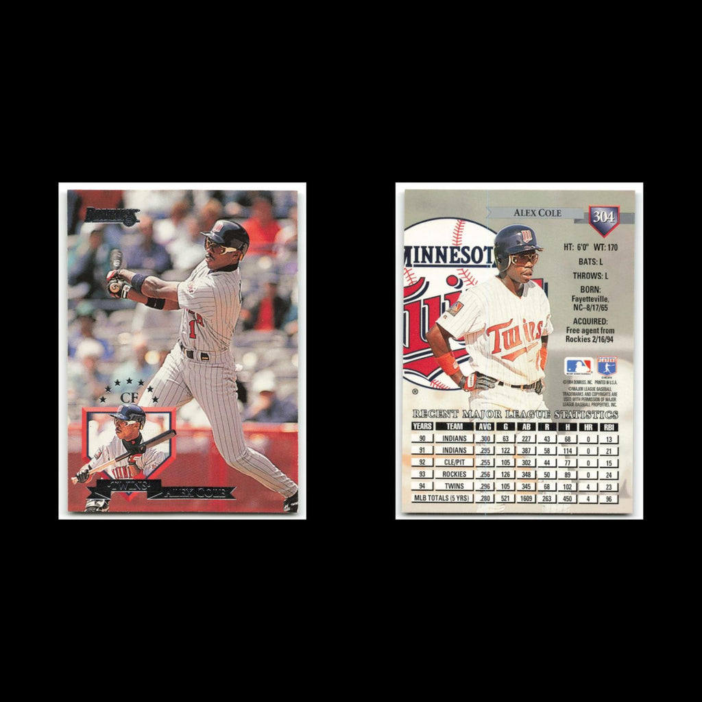 Alex Cole #304 1995 Donruss Minnesota Twins Baseball Card MLB NM