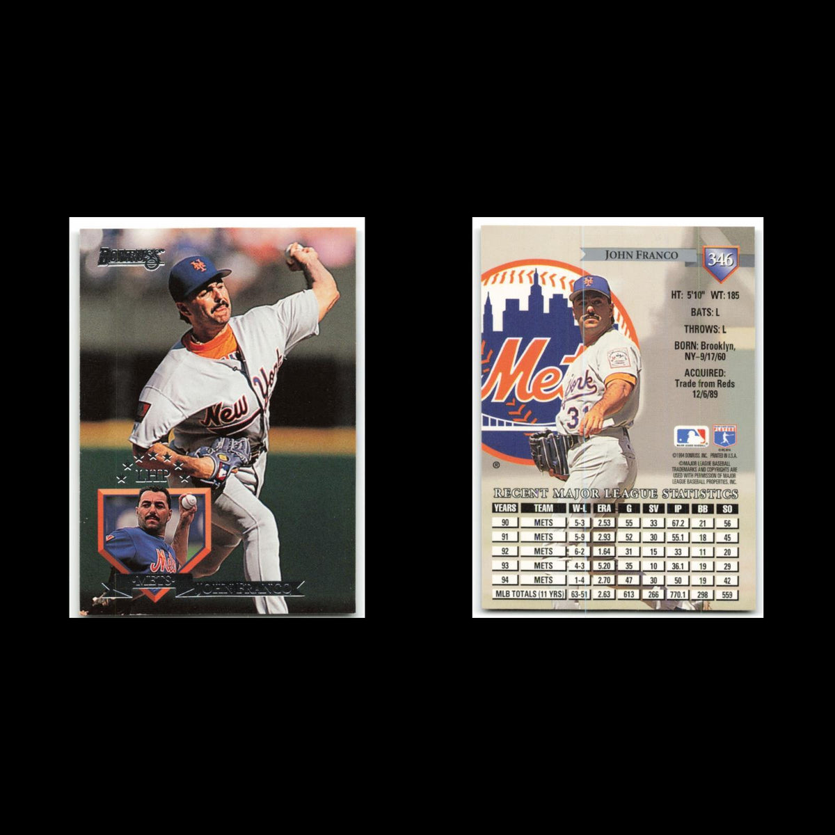 John Franco #346 1995 Donruss New York Mets Baseball Card MLB NM
