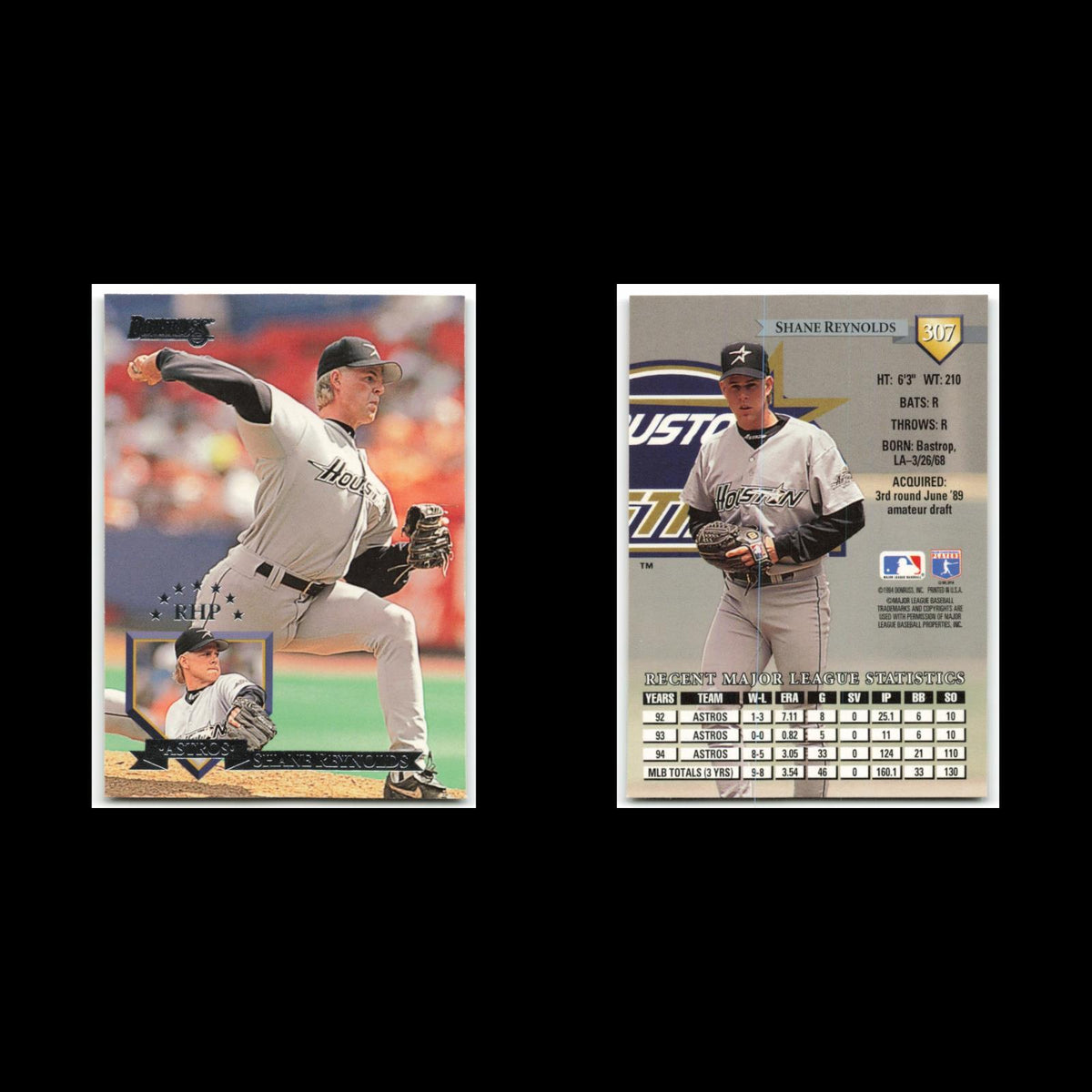 Shane Reynolds #307 1995 Donruss Houston Astros Baseball Card MLB NM