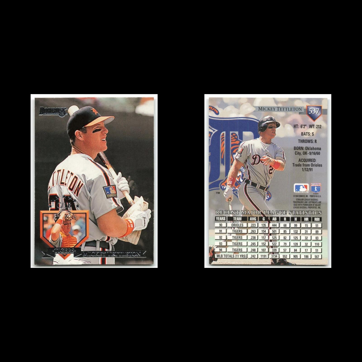 Mickey Tettleton #537 1995 Donruss Detroit Tigers Baseball Card MLB NM