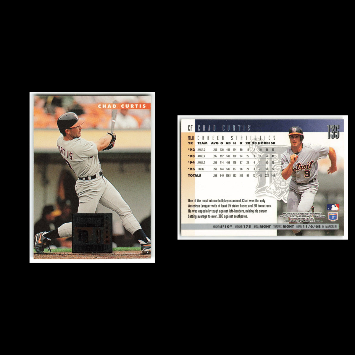 Chad Curtis #135 1996 Donruss Detroit Tigers Baseball Card MLB NM