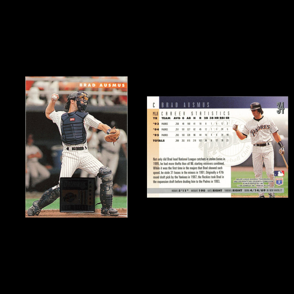 Brad Ausmus #34 1996 Donruss San Diego Padres Baseball Card MLB NM