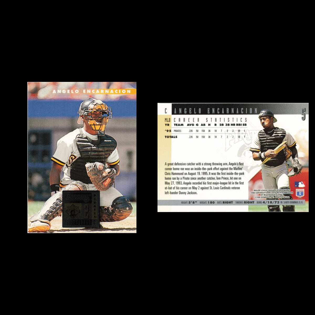 Angelo Encarnacion #5 1996 Donruss Pittsburgh Pirates Baseball Card MLB NM