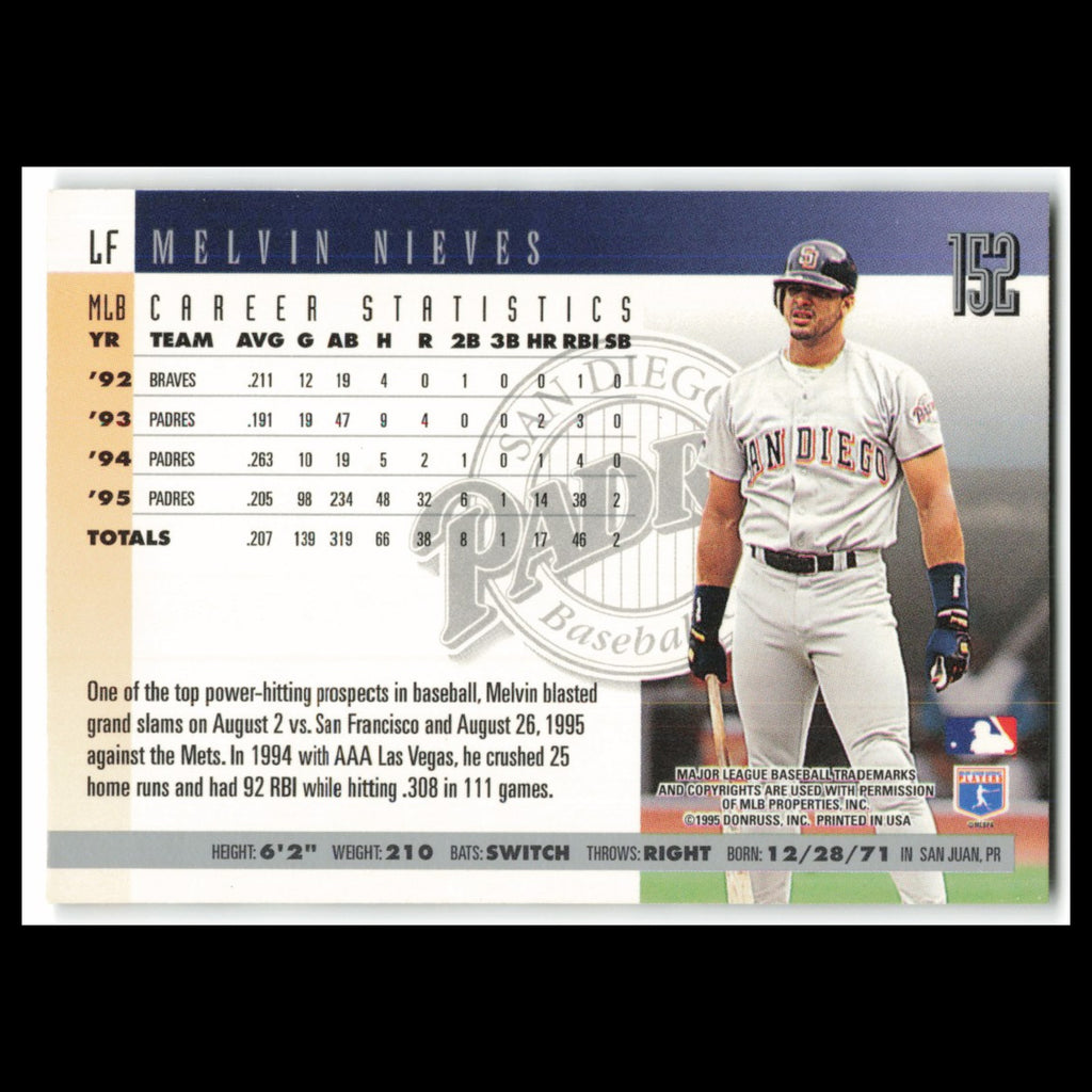 Melvin Nieves #152 1996 Donruss San Diego Padres Baseball Card MLB NM