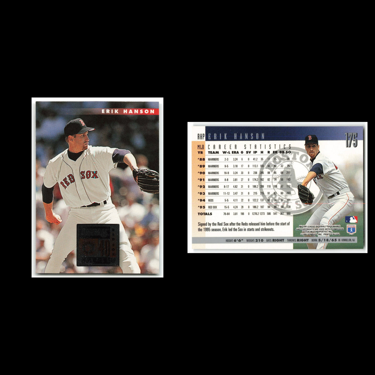 Erik Hanson #175 1996 Donruss Boston Red Sox Baseball Card MLB NM