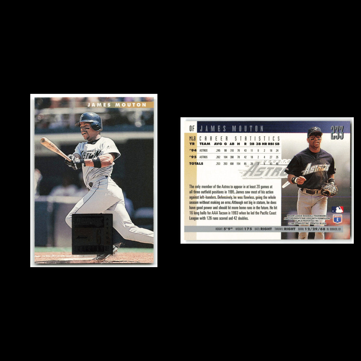 James Mouton #233 1996 Donruss Houston Astros Baseball Card MLB NM