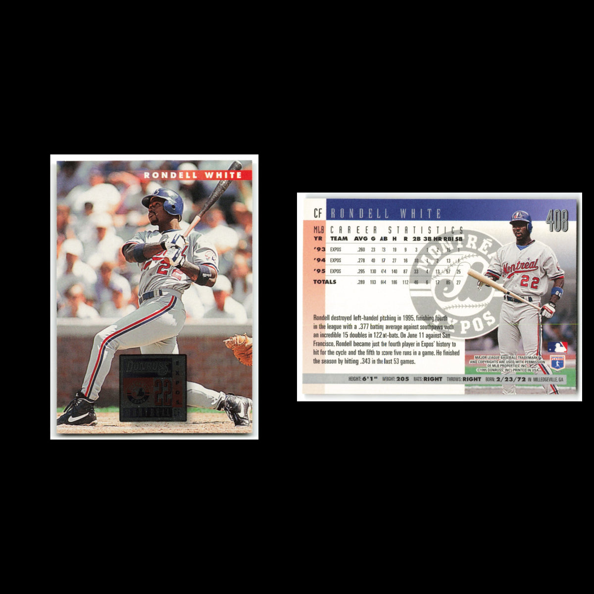 Rondell White #408 1996 Donruss Montreal Expos Baseball Card MLB NM