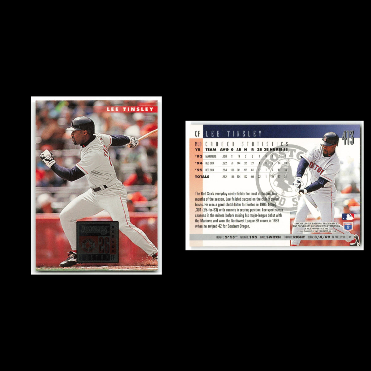 Lee Tinsley #413 1996 Donruss Boston Red Sox Baseball Card MLB NM