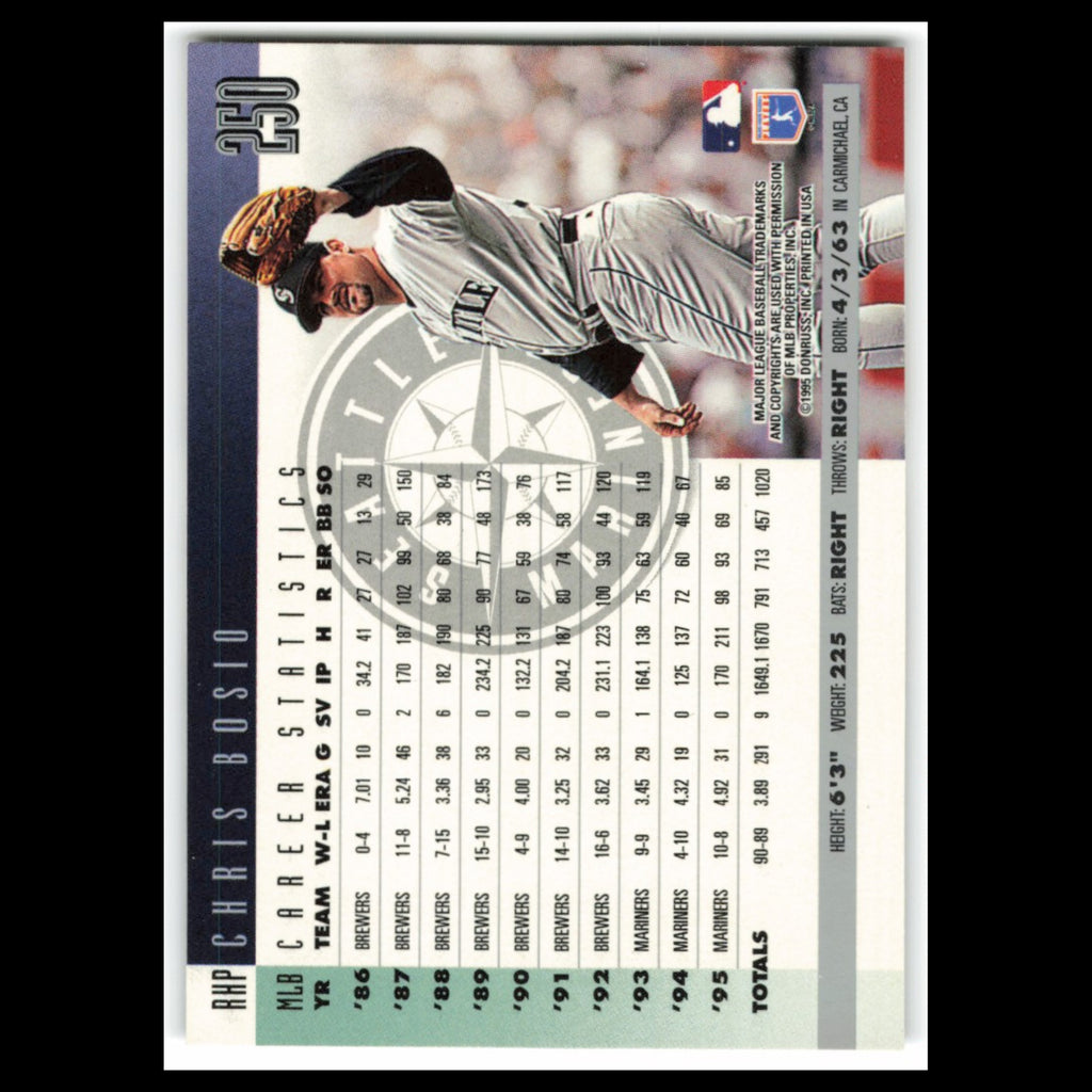 Chris Bosio #250 1996 Donruss Seattle Mariners Baseball Card MLB NM