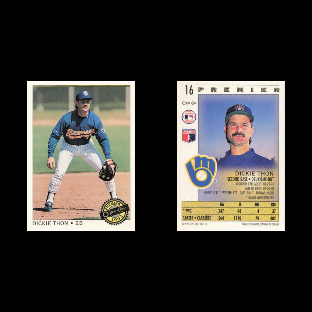 Dickie Thon #16 1993 O-Pee-Chee Premier Milwaukee Brewers Baseball Card MLB NM