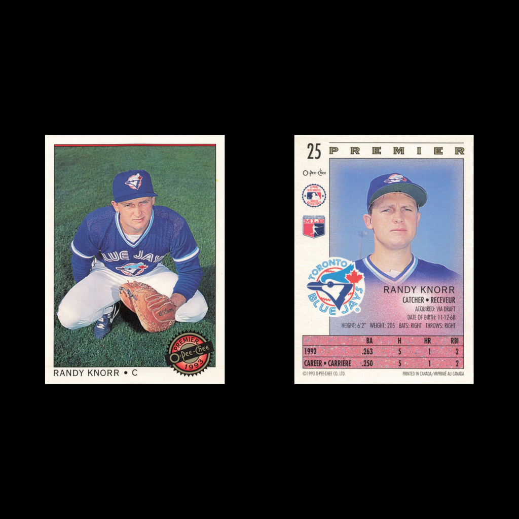 Randy Knorr #25 1993 O-Pee-Chee Premier Toronto Blue Jays Baseball Card MLB NM