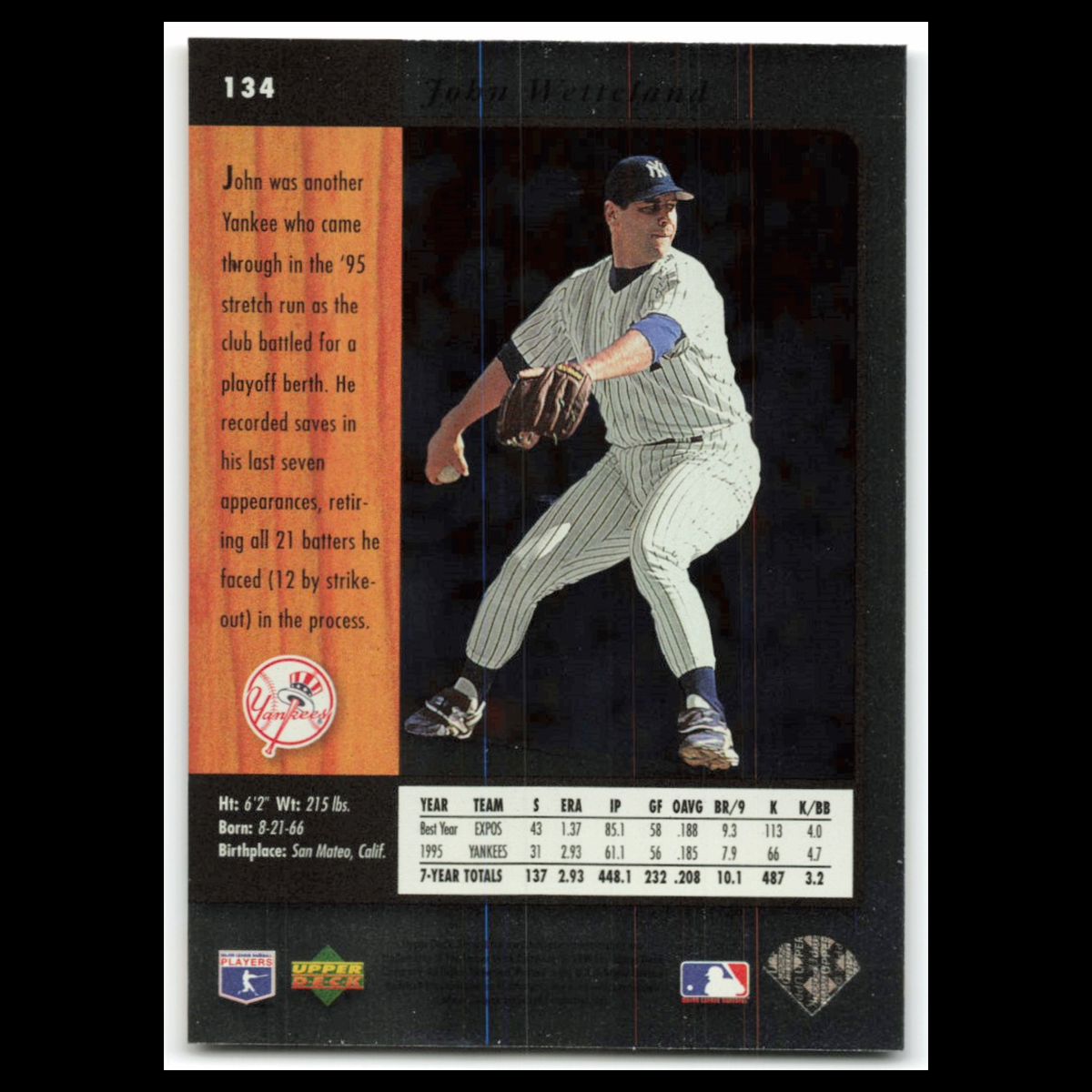 John Wetteland #134 1996 Upper Deck SP New York Yankees Baseball Card MLB NM