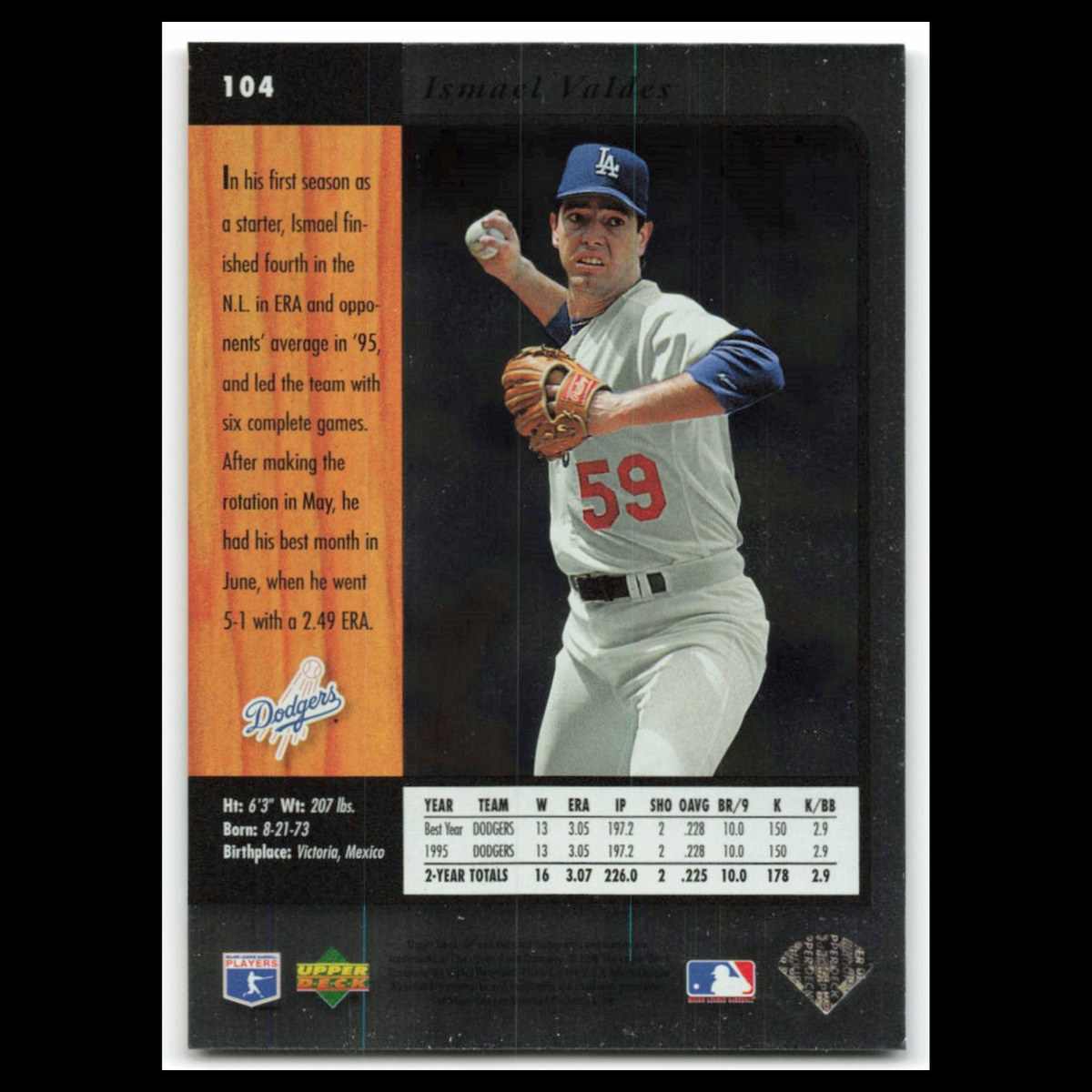 Ismael Valdes #104 1996 Upper Deck SP Los Angeles Dodgers Baseball Card MLB NM