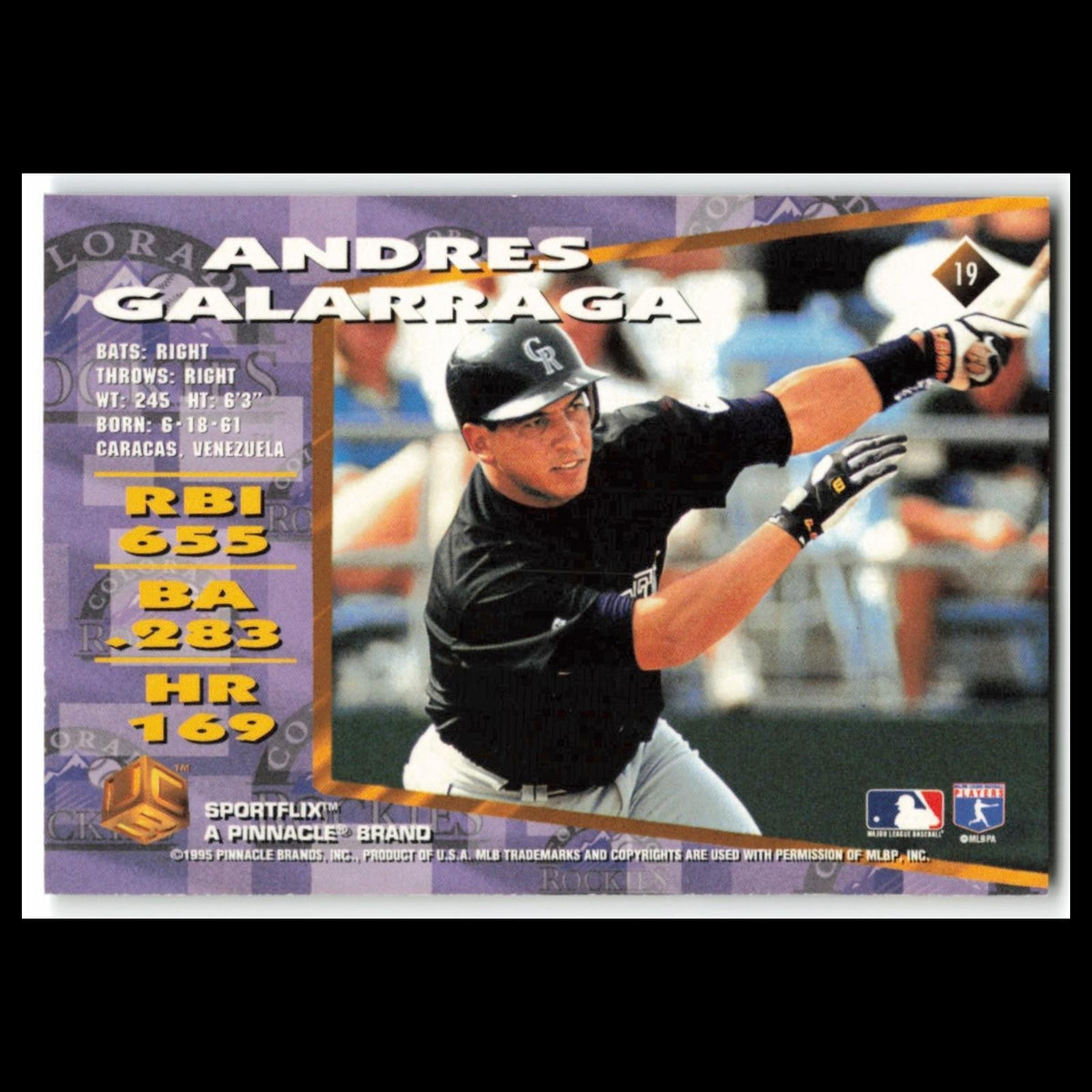 Andres Galarraga #19 1995 Sportflix UC3 Colorado Rockies Baseball Card MLB NM