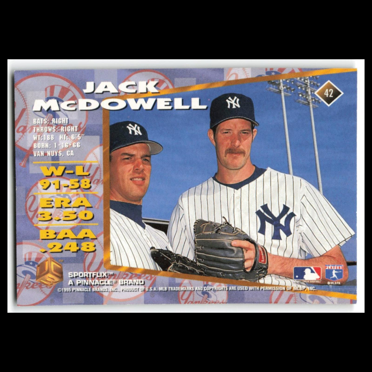 Jack McDowell #42 1995 Sportflix UC3 New York Yankees Baseball Card MLB NM