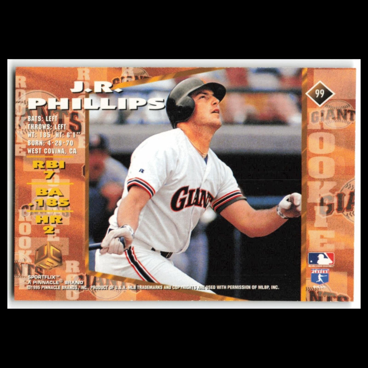 J.R. Phillips Rookie #99 1995 Sportflix UC3 San Francisco Giants Baseball Card