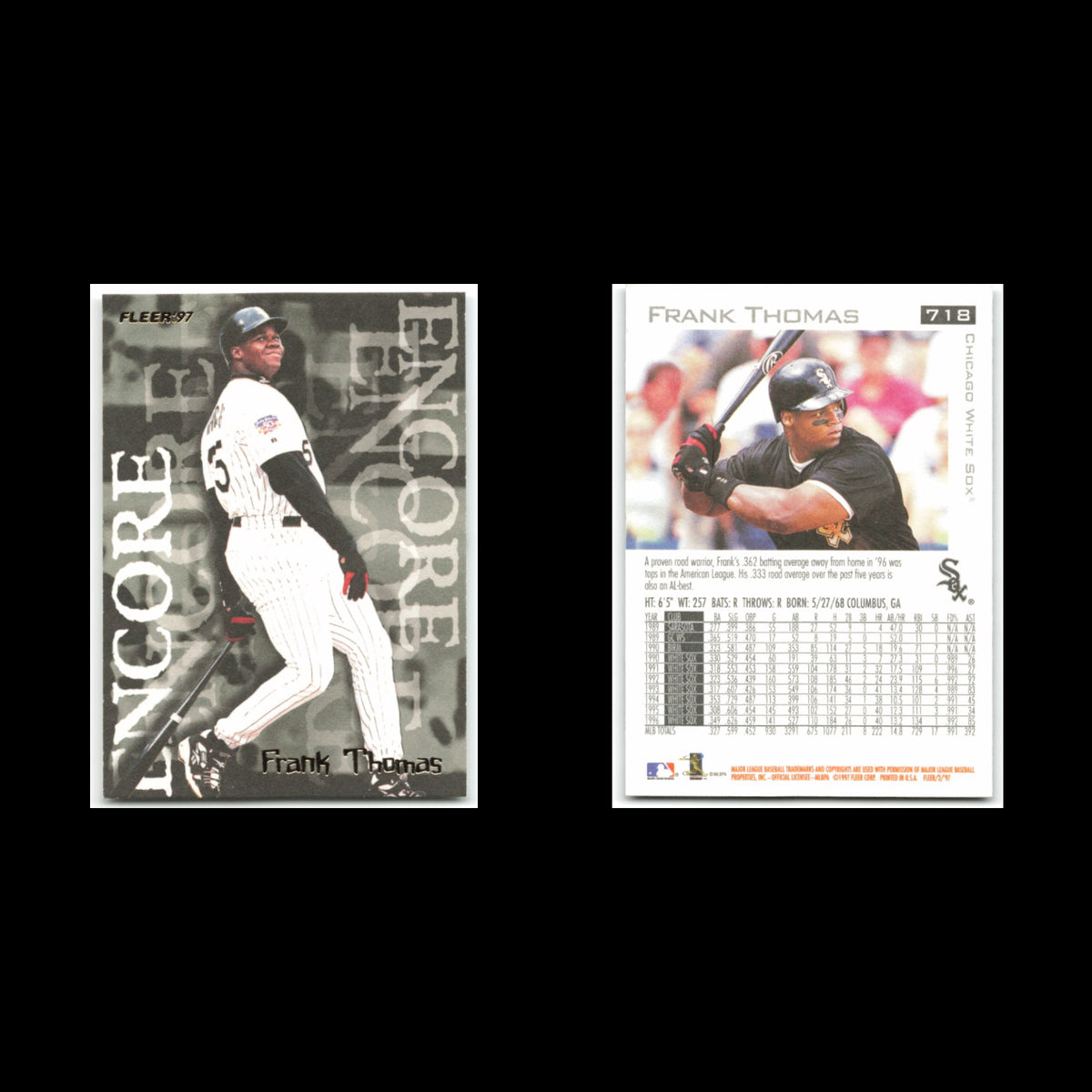 Frank Thomas Lot 8 Baseball Cards 1997 Fleer Chicago White Sox Set Collection NM