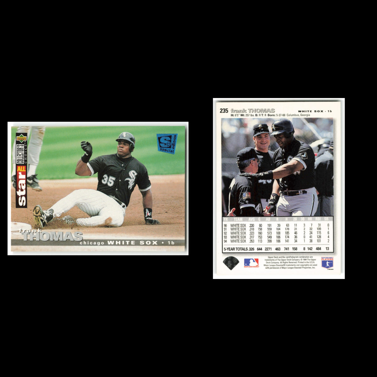 Frank Thomas Lot 8 Baseball Cards 1995 Collectors Choice SE Chicago White Sox NM