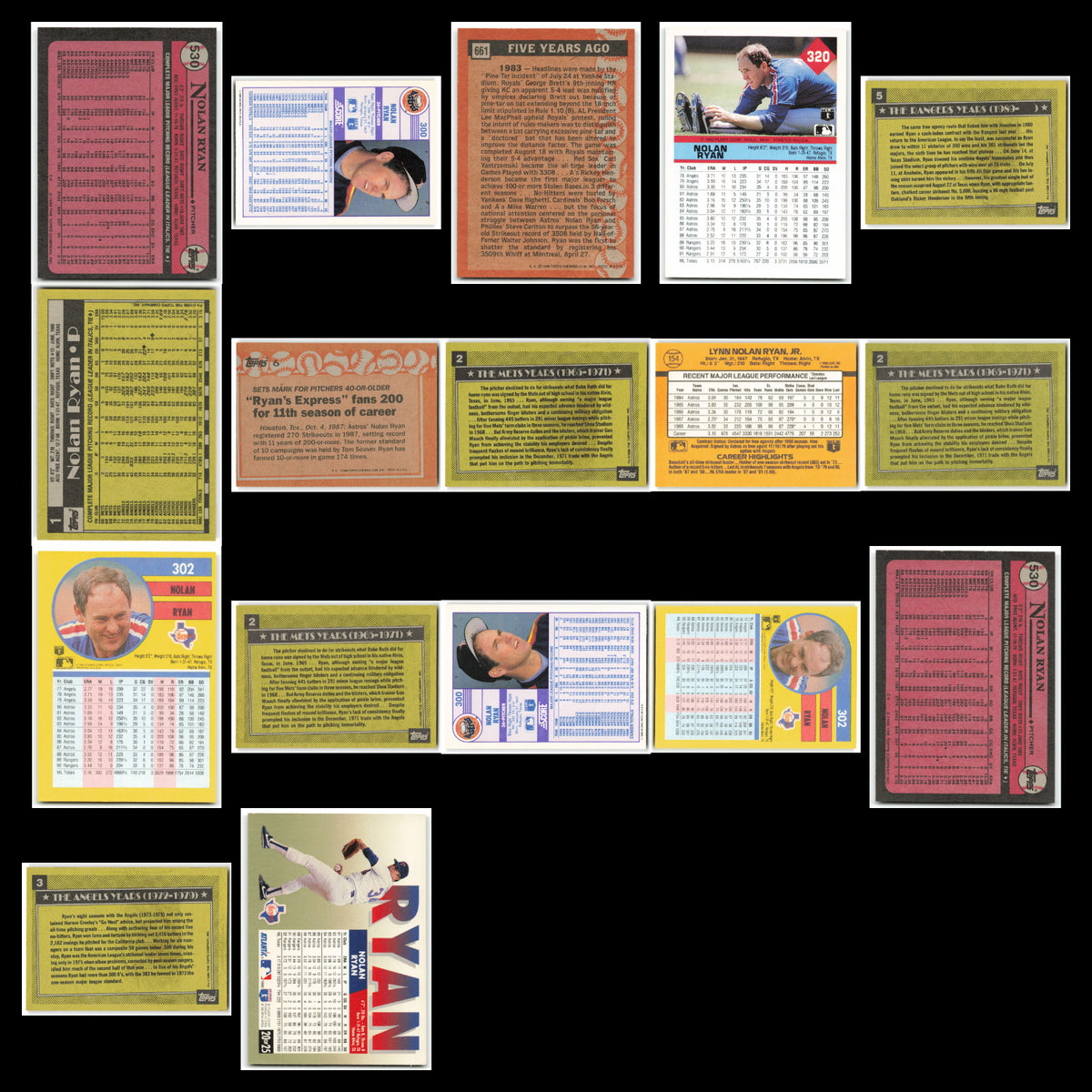 Nolan Ryan Lot 17 Baseball Cards 1989 Topps Houston Astros Set Collection MLB NM