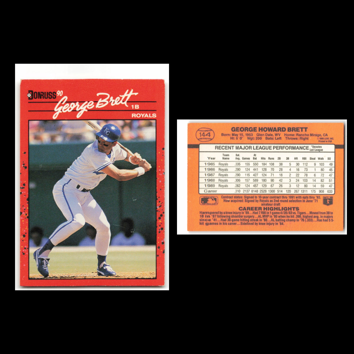 George Brett Lot 10 Baseball Cards 1990 Topps Kansas City Royals Set Collection