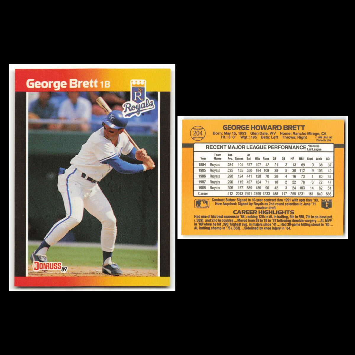 George Brett Lot 10 Baseball Cards 1990 Topps Kansas City Royals Set Collection