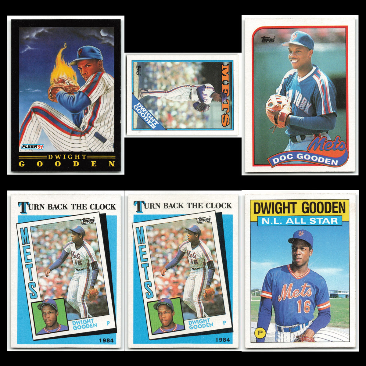 Dwight Gooden Lot 6 Baseball Cards 1991 Fleer Pro-Visions New York Mets Set MLB