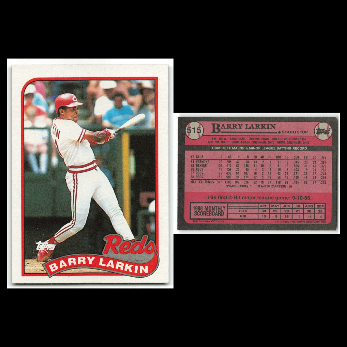 Barry Larkin Lot 6 Baseball Cards 1992 Topps Cincinnati Reds Set Collection MLB
