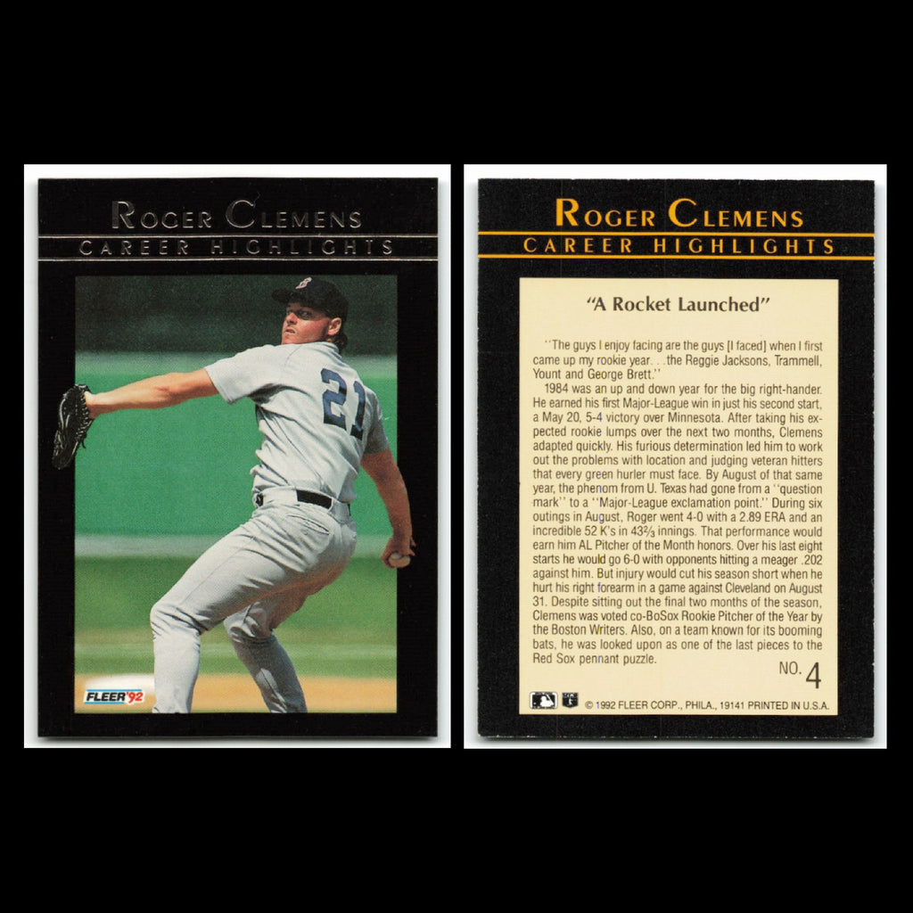Roger Clemens Lot 10 Baseball Cards 1992 Fleer Boston Red Sox Set Collection MLB