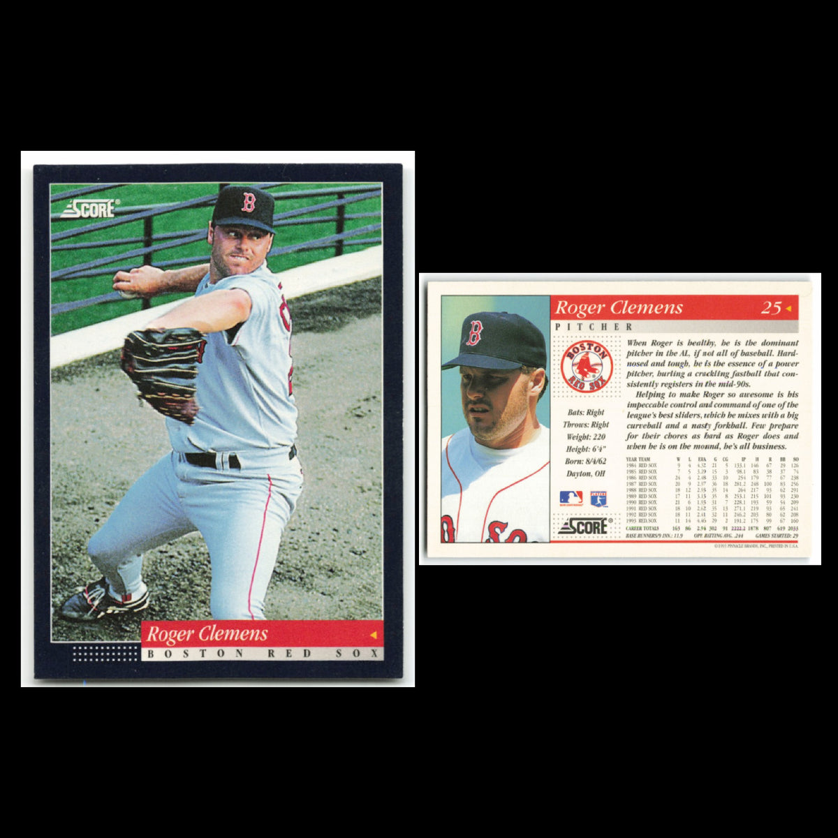 Roger Clemens Lot 10 Baseball Cards 1992 Fleer Boston Red Sox Set Collection MLB