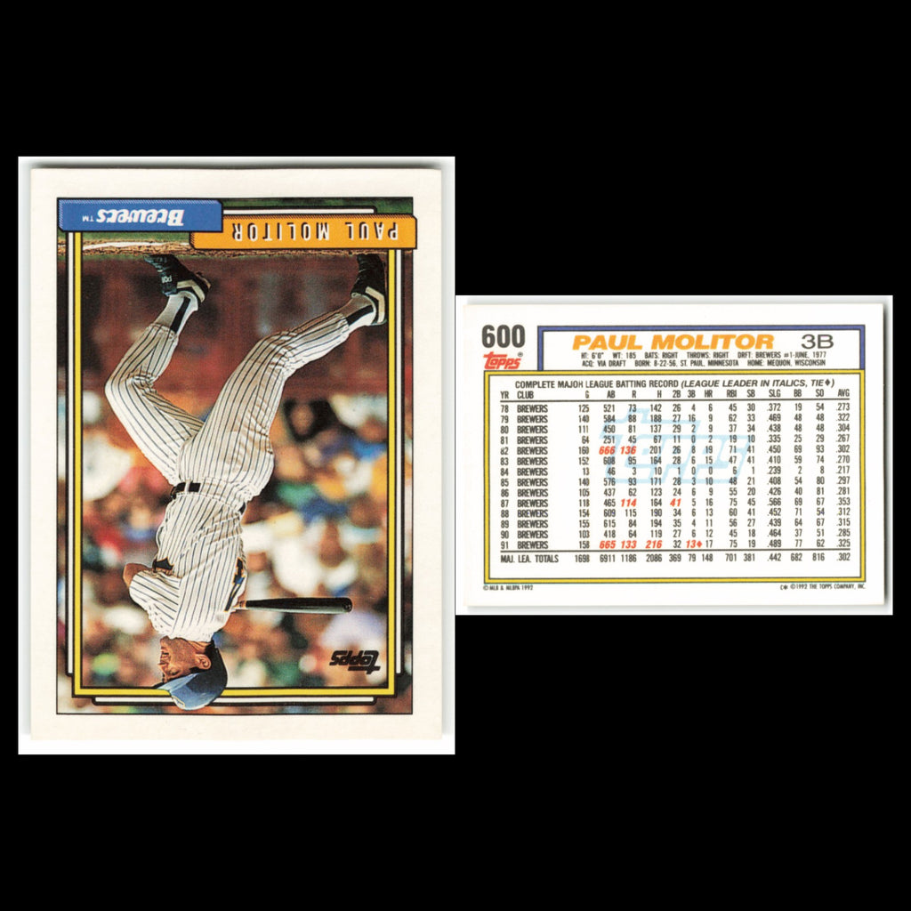 Paul Molitor Lot 6 Baseball Cards 1991 Bowman Milwaukee Brewers Set Collection