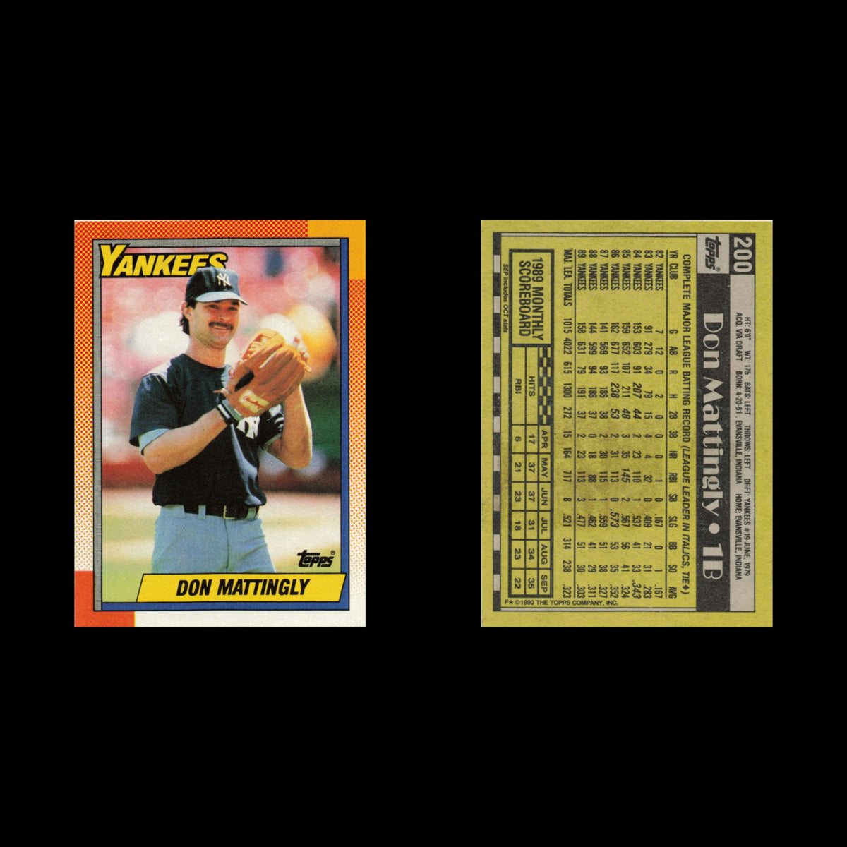 Don Mattingly Lot 7 Baseball Cards 1989 Fleer New York Yankees Set Collection NM