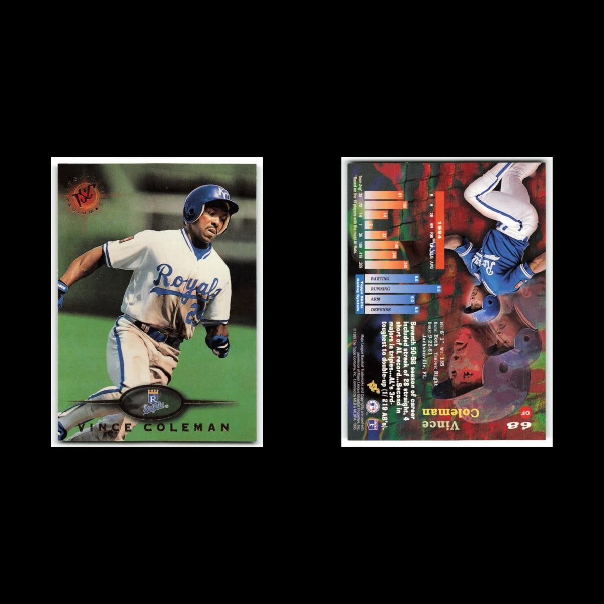 Vince Coleman #68 1995 Topps Stadium Club Kansas City Royals Baseball Card MLB