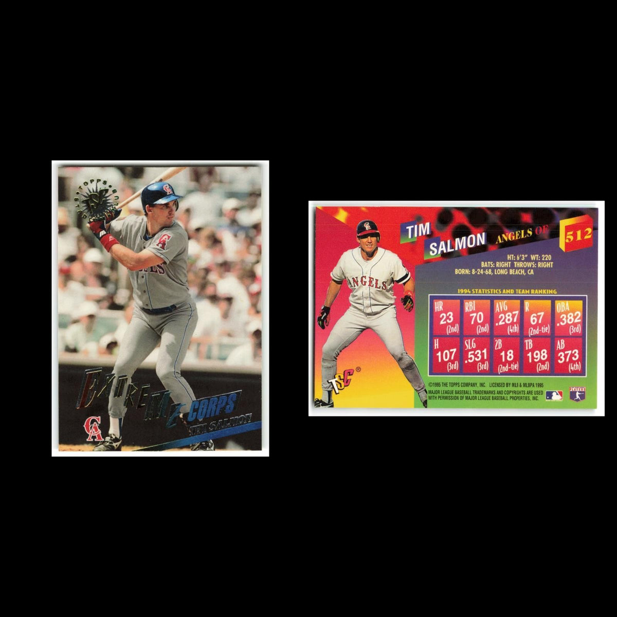 Tim Salmon #512 1995 Topps Stadium Club California Angels Baseball Card MLB NM