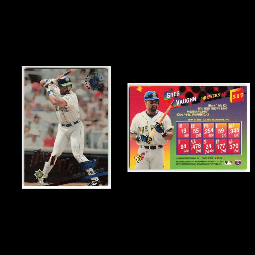 Greg Vaughn #517 1995 Topps Stadium Club Milwaukee Brewers Baseball Card MLB NM