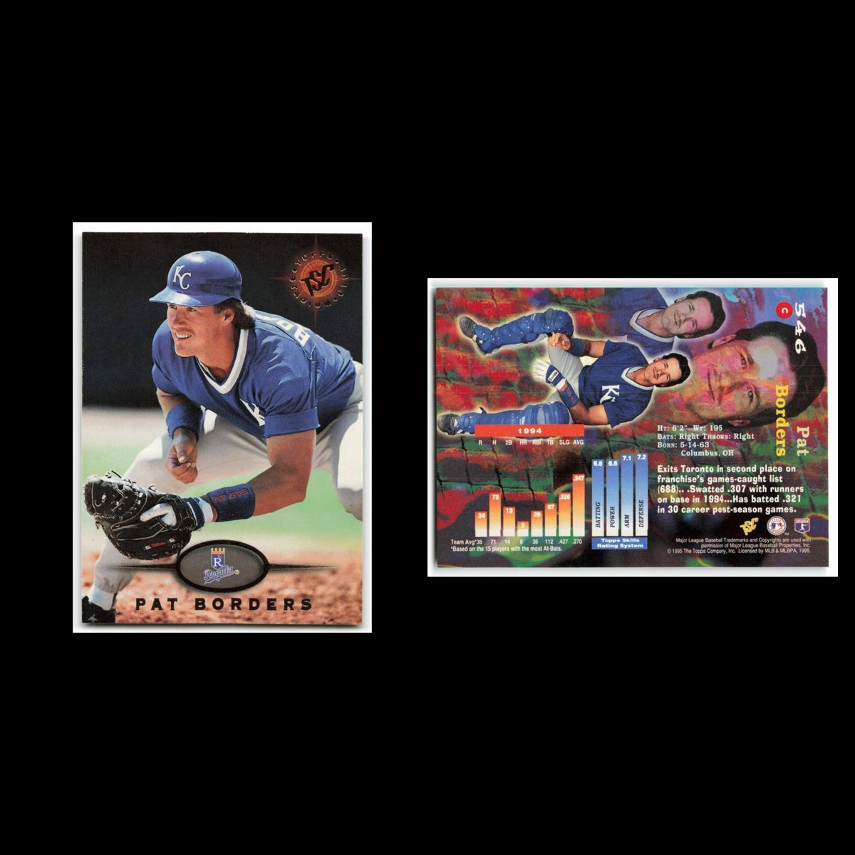 Pat Borders #546 1995 Topps Stadium Club Kansas City Royals Baseball Card MLB NM